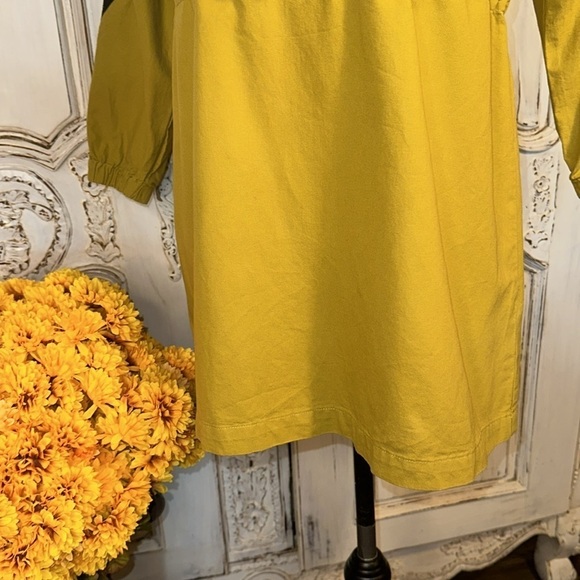 Asago 100% Cotton Chartreuse Striped Arms Cinched Waist Popover Windbreaker S/M - Picture 5 of 12